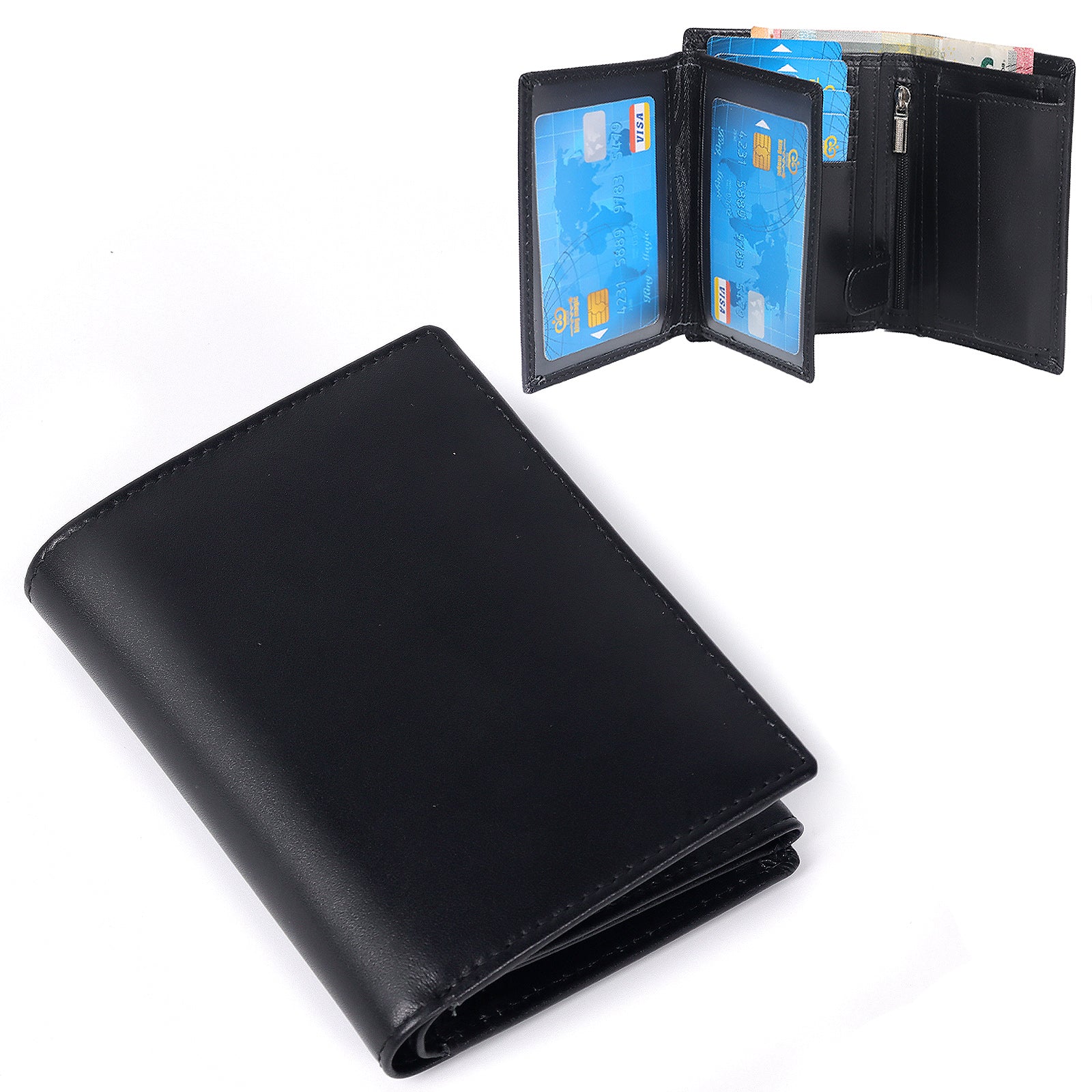 TAN.TOMI Herrenbrieftasche im minimalistischen Stil mit großer Kapazität für die Aufbewahrung verschiedener Karten, Ausweisdokumente und Geldscheine, ausgestattet mit einer RFID-Schutzschicht.